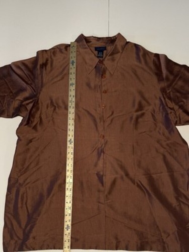 Venezia Womens 26 28 Brown 100% Linen Button Up Shirt 3/4 Sleeve SKU219